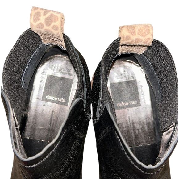 Dolce Vita Huey H2O Water-Resistant Black Leather Lug Sole Booties 8 - Picture 7 of 8